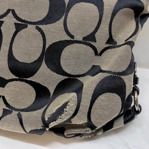 Coach Hobo Shoulderbag F15067 Signature Gray Canvas Black Leather Hand Bag READ - Picture 9 of 16